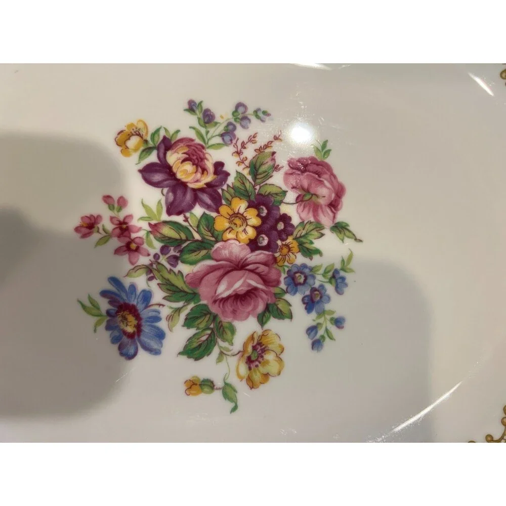 ROYAL ALBERT ENCHANTMENT platter bone china gold floral blue antique Dish Plate